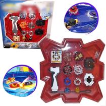 Beyblade De Ferro Com Lançador Kit Blade com 2 Peões Bey 2 Lançadores 1 Grip 1 Mega Arena e Adesivos - Online