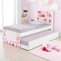Bi Cama Juvenil Zap com Cabeceira Rosas Bi Cama Juvenil Zap com Cabeceira Rosas