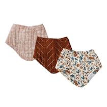 Bib Mebie Baby Baby Muslin Cotton Floral, pacote com 3 unidades para menino ou menina Bib Mebie Baby Baby Muslin Cotton Floral, pacote com 3 unidades para menino ou menina
