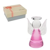 Bibelô Anjinho de Murano Laradore Rosa Com Caixa Presente