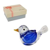 Bibelô Passarinho de Murano Laradore Azul Com Caixa Presente Bibelô Passarinho de Murano Laradore Azul Com Caixa Presente