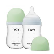 Biberón de vidrio Yanyoyo de cuello ancho anticólico 160 ml, paquete de 2 Biberón de vidrio Yanyoyo de cuello ancho anticólico 160 ml, paquete de 2