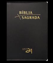 Bíblia Almeida Século 21 Luxo - couro simulado preto c/ referências cruzadas -
