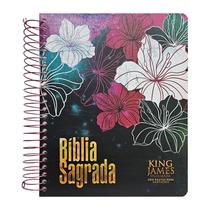 Bíblia Anote com Harpa Almeida Revista e Corrigida - Floral Magenta Espiral
