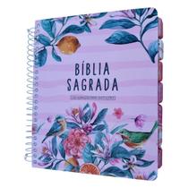 Bíblia Anote NVI Primavera rosa com abas adesivas coladas