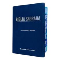 Biblia ARA basica azul royal com abas coladas letra gigante