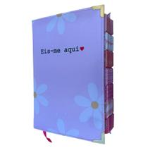 Biblia ARC eis me aqui Rosa com Abas adesivas coladas - palavras Jesus em vermelho capa dura Acolchoada SBB