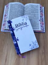 Biblia ARC Flor Lírios Lilás com borda floral - Letras Grandes com Harpa e indice