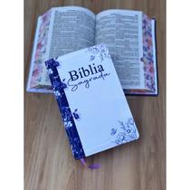 Biblia ARC Flor Lírios Lilás com borda floral - Letras Grandes com Harpa e indice