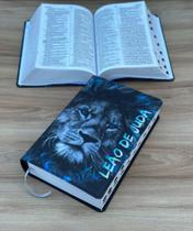 Bíblia ARC Leão de Judá azul - Com harpa e índice dos livros