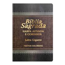 Bíblia ARC Letra Gigante Textos Coloridos e Harpa Capa Laminada Marrom