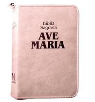Bíblia Ave Maria - Com Zíper- Rosa- Média
