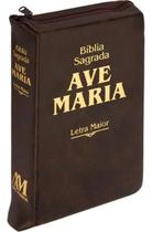Bíblia Ave Maria Letra Maior Zíper Marrom Conforto