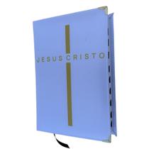 Biblia Branca Jesus Cristo ARC Sbb LA - Capa dura acolchoada com índice