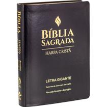 Bíblia com Harpa Cristã Letra Extra Gigante Palavras de Jesus em Vermelho Luxo Preta