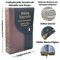 Bíblia Com Harpa Letra Hiper Gigante Rc Botão Preto
