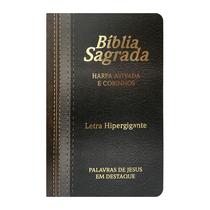 Bíblia Com Harpa Preta Letra Hiper Grande Com Caneta