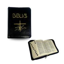 Bíblia Com Ziper Capa Flexível Índice Lateral De Mesa 20cm
