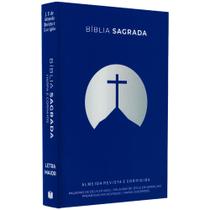 Bíblia Cruz Azul ARC Letra Maior Harpa e Corinhos Capa Brochura - Plenitude Distribuidora