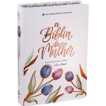 Bíblia da Mulher Compacta ARC Letra Normal Capa Luxo Branca Tulipa