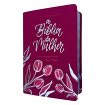 Biblia da Mulher de estudos Pink compacta capa luxo ARC
