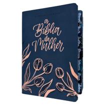 Biblia da Mulher de estudos Preta aston com abas adesivas coladas NAA capa luxo SBB