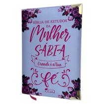 Bíblia da Mulher Sábia de Estudos Branca Fé com Harpa ARC