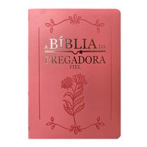 Bíblia da Pregadora Fiel ARC Almeida Revista Corrigida páginas coloridas Capa Rosa