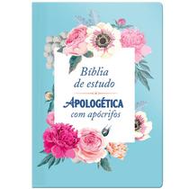 Bíblia De Estudo Apologética Com Apócrifos - Azul Floral