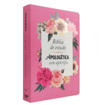 Bíblia de estudo apologética com apócrifos capa de luxo rosa