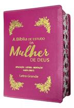 Bíblia de estudo da mulher de deus letra grande com harpa e índice capa de luxo pink Bíblia de estudo da mulher de deus letra grande com harpa e índice capa de luxo pink