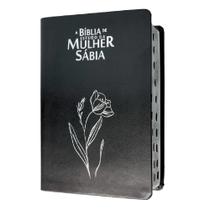 Bíblia de estudo da mulher sábia capa de luxo magnólia preto com índice full color