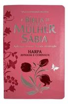 Bíblia de estudo da mulher sábia capa de luxo rosa arc harpa com índice