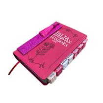 Bíblia de Estudo da Pregadora Fiel Vermelha Marca Páginas Full Color Personalizada com Abas Arc