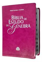 Bíblia de estudo de genebra capa de luxo pink ara com índice