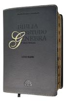 Bíblia de estudo de genebra capa de luxo preta ara letra grande