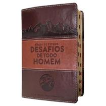 Bíblia de estudo desafios de todo homem marrom nvt