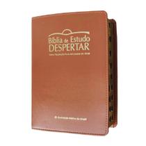 Bíblia de estudo despertar ntlh capa de luxo marrom índice