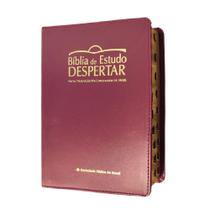 Bíblia de estudo despertar ntlh capa de luxo vinho índice
