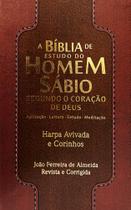 Bíblia de estudo do homem sábio c/ harpa e corinhos - pu luxo - bordô e marrom