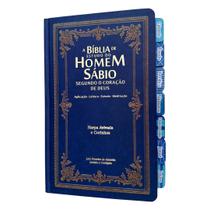 Bíblia de estudo do Homem Sábio Clássica Azul com Abas adesivas e Capa dura Bíblia de estudo do Homem Sábio Clássica Azul com Abas adesivas e Capa dura
