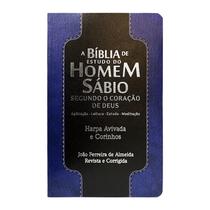 Bíblia de Estudo do Homem Sábio RC Harpa Letra Normal Azul e Preto