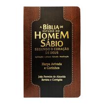 Bíblia de Estudo do Homem Sábio RC Harpa Letra Normal Marrom e Preta