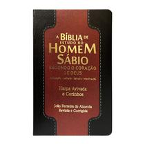 Bíblia de Estudo do Homem Sábio RC Harpa Letra Normal Preto e Bordô
