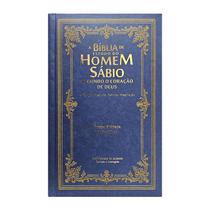 Bíblia de Estudo do Homem Sábio Segundo o Coração de Deus ARC Harpa Capa Dura Clássica Azul