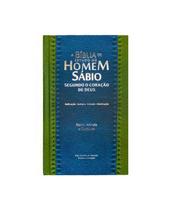 Bíblia de Estudo do Homem Sábio Segundo o Coração de Deus ARC Harpa Capa Dura Verde e Azul