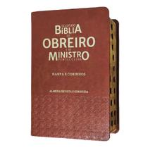 Bíblia de estudo do obreiro e do ministro pentecostal harpa e corinhos arc capa luxo marrom com índice Bíblia de estudo do obreiro e do ministro pentecostal harpa e corinhos arc capa luxo marrom com índice
