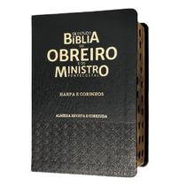 Bíblia de estudo do obreiro e do ministro pentecostal harpa e corinhos arc capa luxo preta com índice