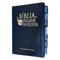Biblia de estudo do Pregador pentecostal média preta com Abas aplicadas ARC