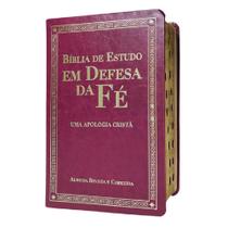 Bíblia de estudo em defesa da fé capa de luxo vinho arc com índice Bíblia de estudo em defesa da fé capa de luxo vinho arc com índice